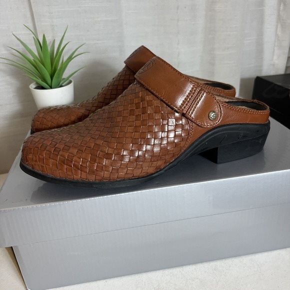 Ariat ATS Mules Convertible Slingback Women Size 8 B Woven Brown Leather Heels - Picture 1 of 15